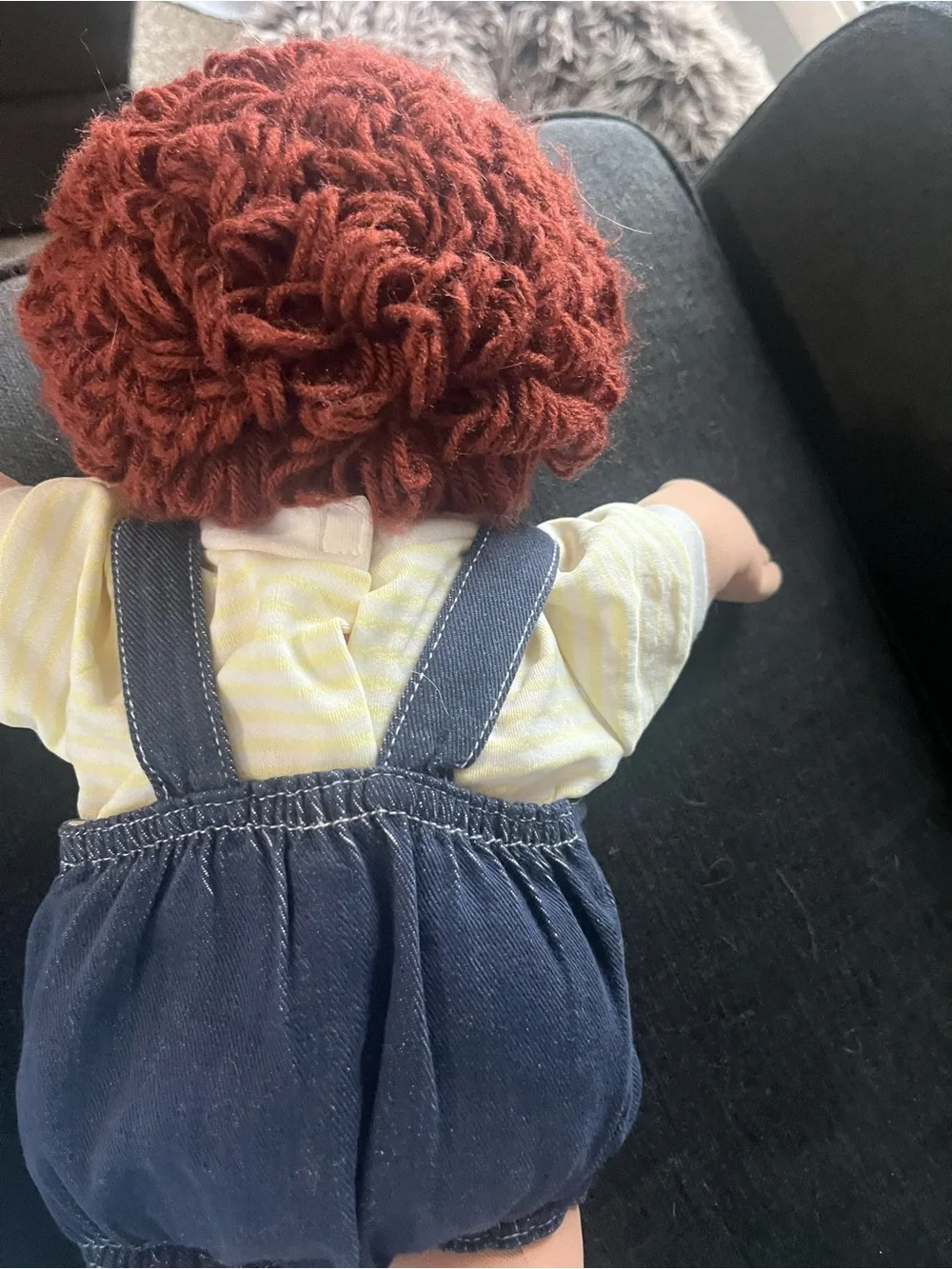 Cabbage Patch Boy 1982 Auburn  -Haired Doll in Navy Overalls